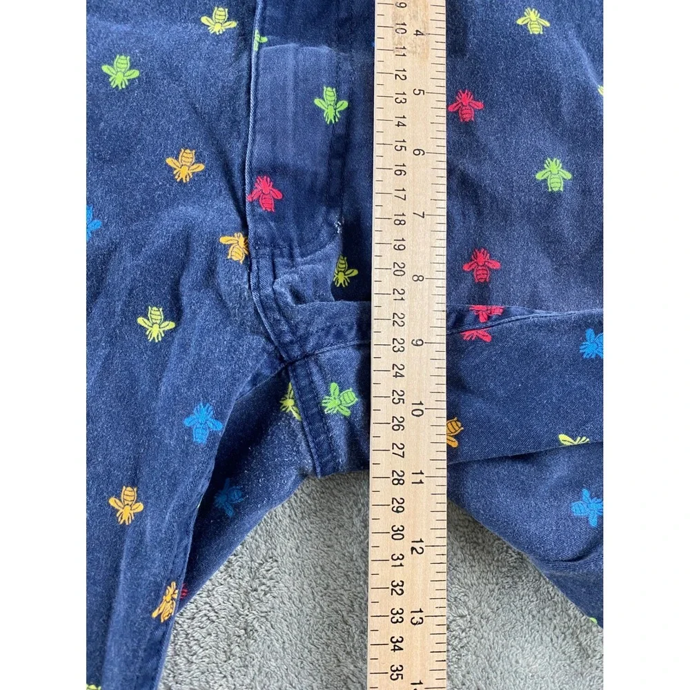 Raw Yarn Industries Mens Navy Blue Multi Color Embroidered Bee Shorts Size 34